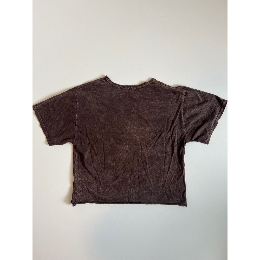 Caution To The Wind Brown Mineral Wash Graphic Crop T-Shirt Medium - Picture 2 of 8